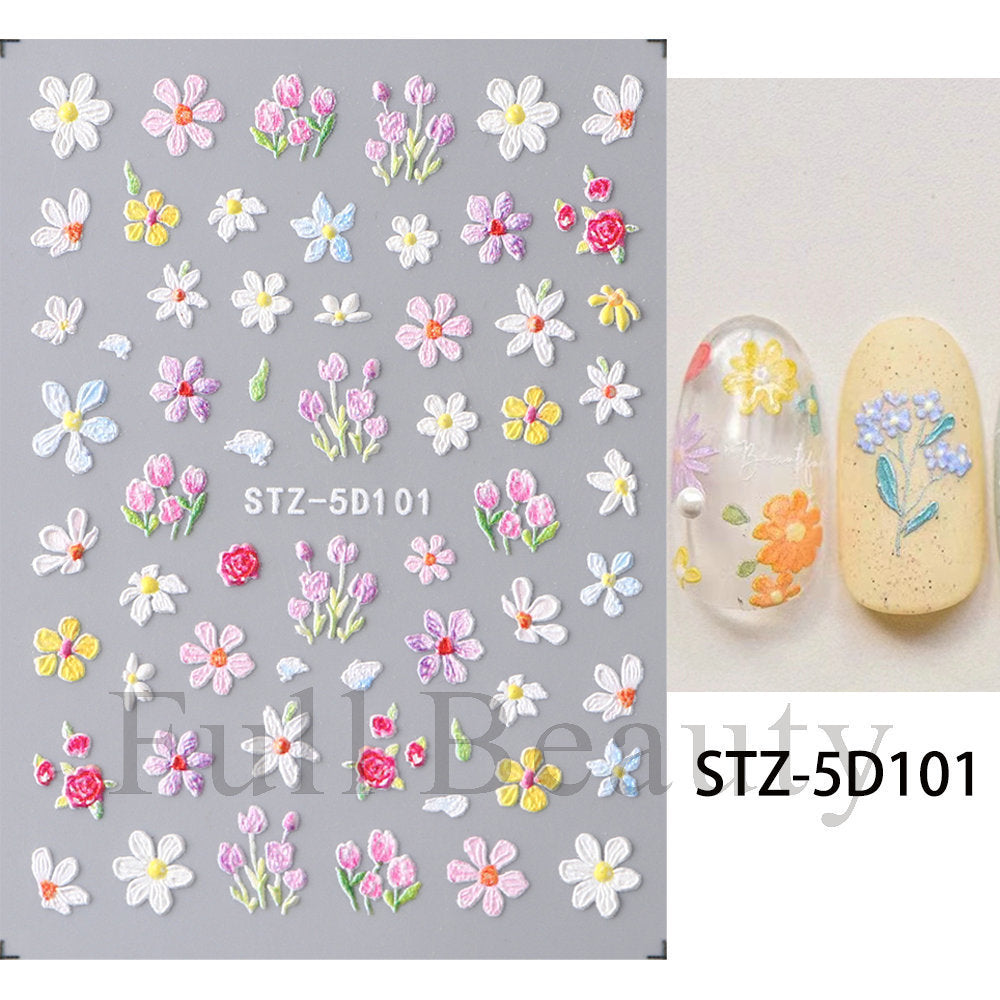 Spring Relief Small Daisy Flower Adhesive Nail Stickers