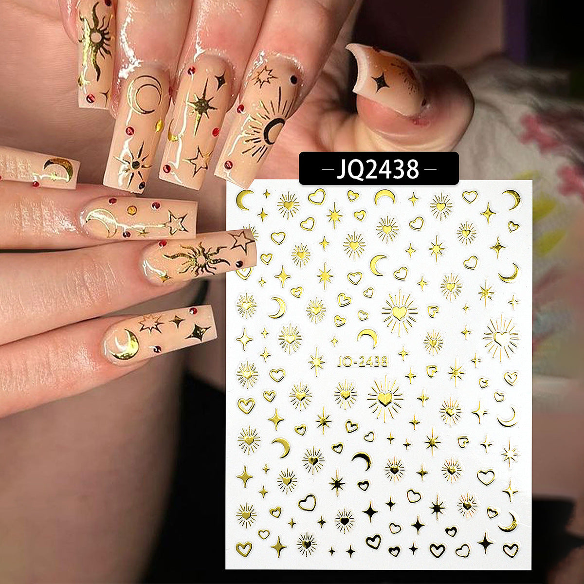 Moon Liquid Hollow Metal Four Awn Nail Stickers