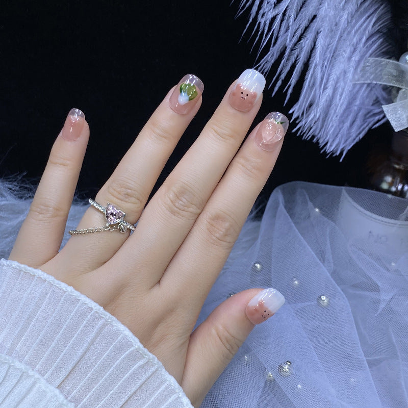 Hand Painted Pig Arch Cabbage Short Square Round Cute Nail Stickers