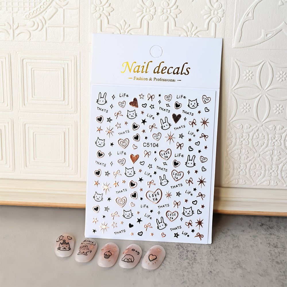 Cute Cat Adhesive Self-adhesive Fairy Fingernail Nail Stickers