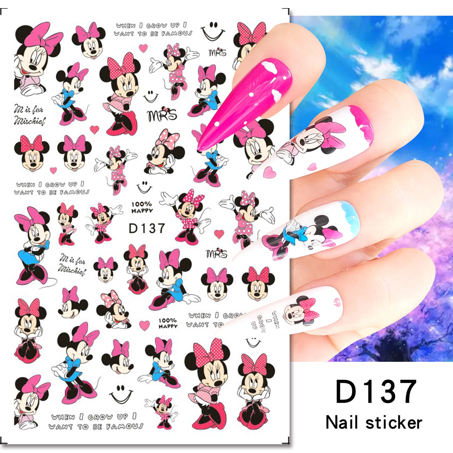 Autocollants pour ongles Cartoon Paper Memories Anime Mouse Stitch