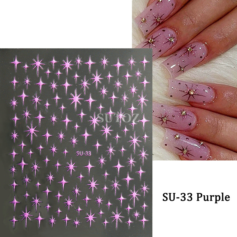 Pure Desire Four Stars Modeling Back Nail Stickers