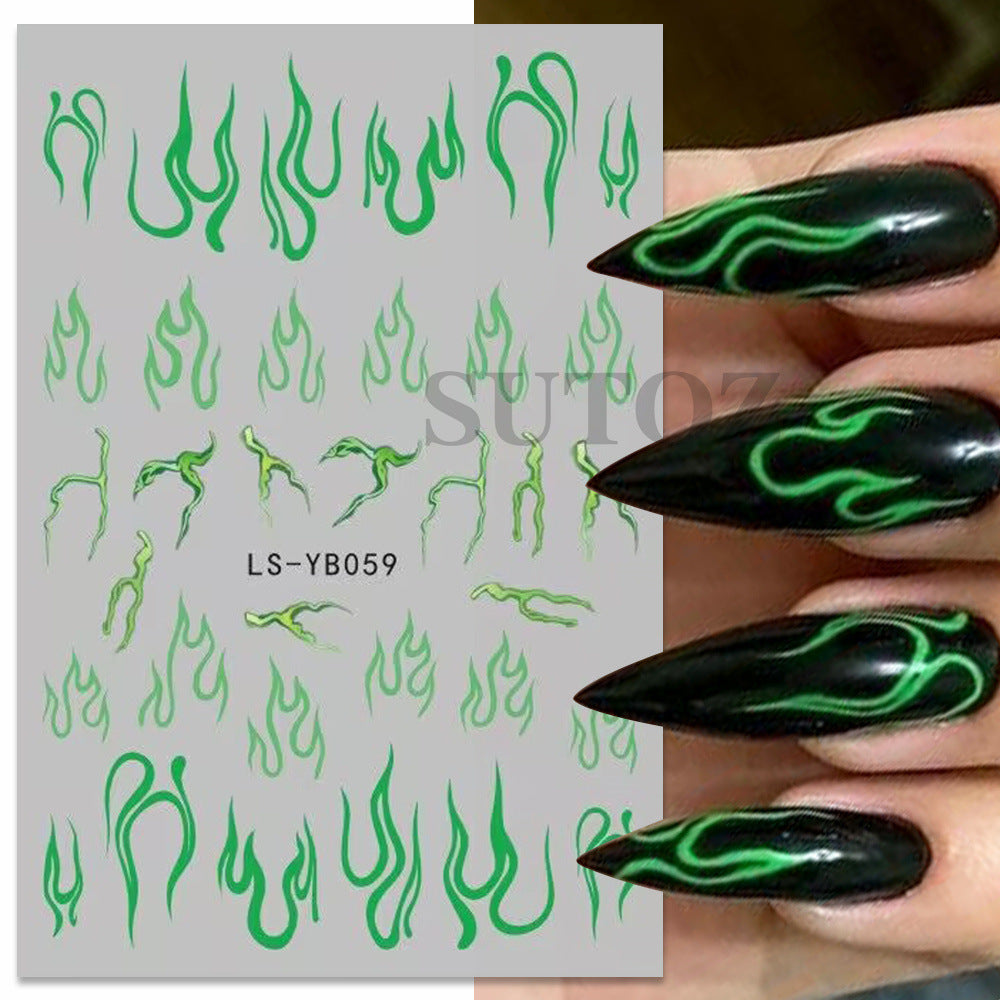 Luminous Pumpkin Lamp Ghost Flame Back Nail Stickers