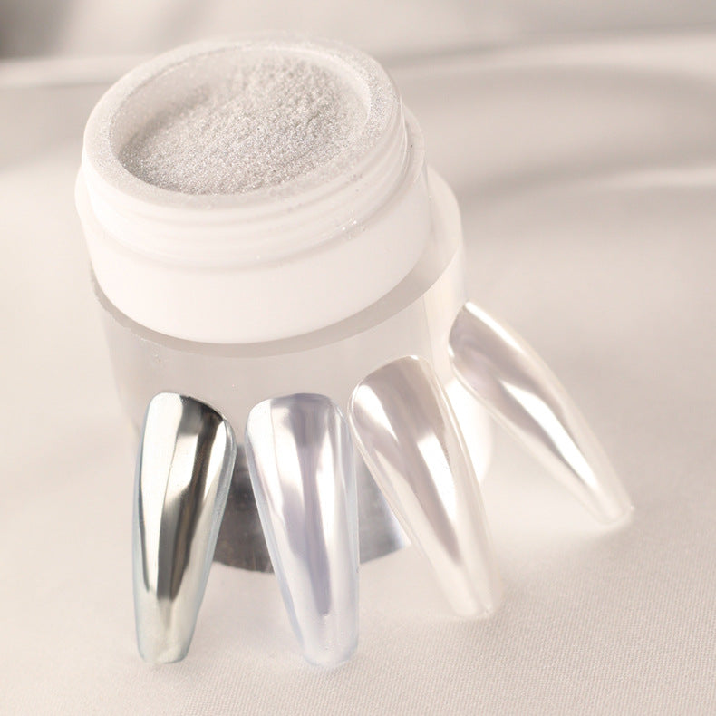 Poudre Aurora Fée Blanche Soin des Ongles Miroir Super Flash Nail Art