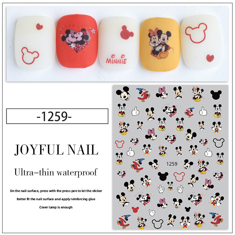 Autocollants pour ongles à motif de souris adhésive Mickey de dessin animé mignon