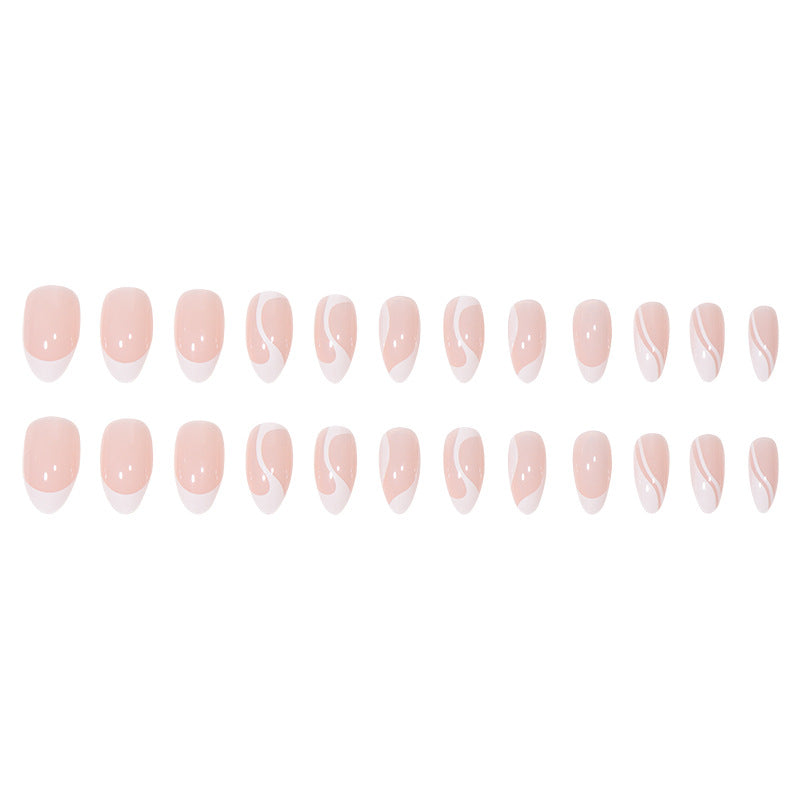 White French Lines Fake Nails Beauty Nail Art