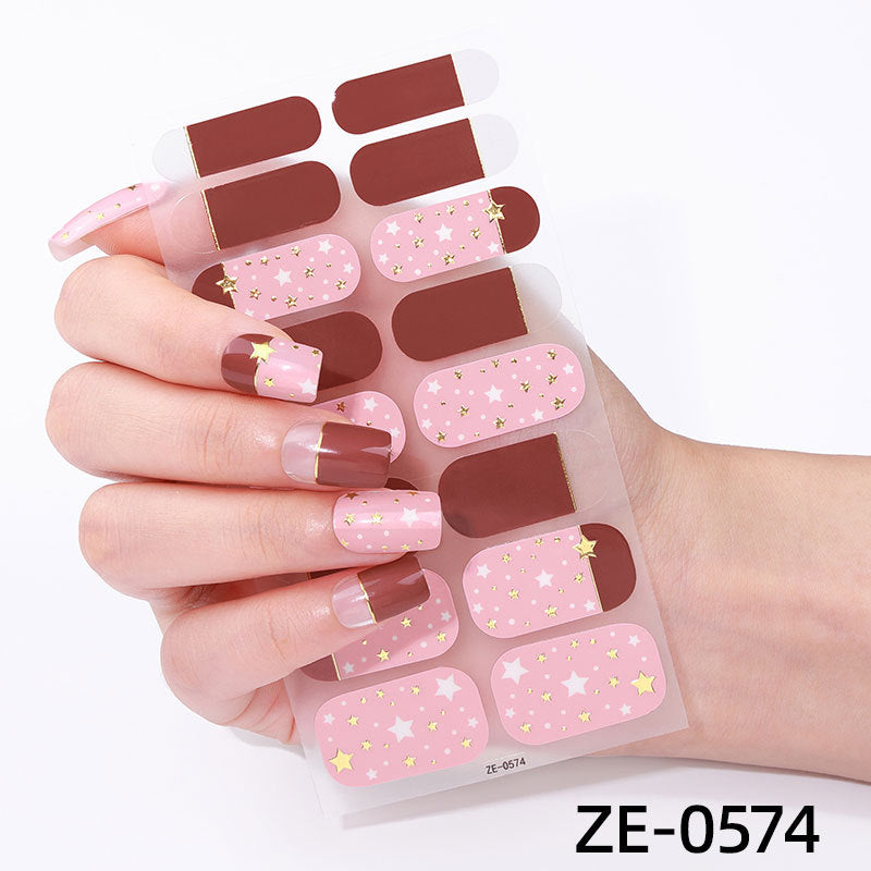 Powder Flashing French Butterfly Simple Flowers Nail Stickers