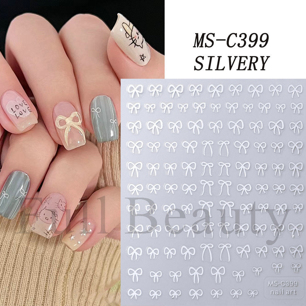 Bow Ribbon Butterfly Style Simple Adhesive Nail Stickers