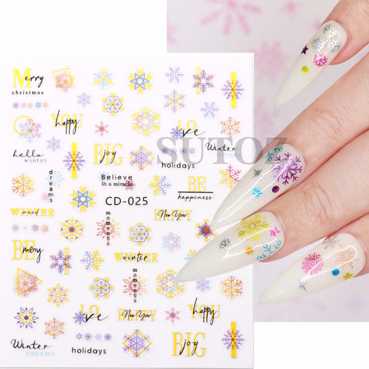 Paper Gilding Christmas Gift Snowflake Elk Nail Stickers