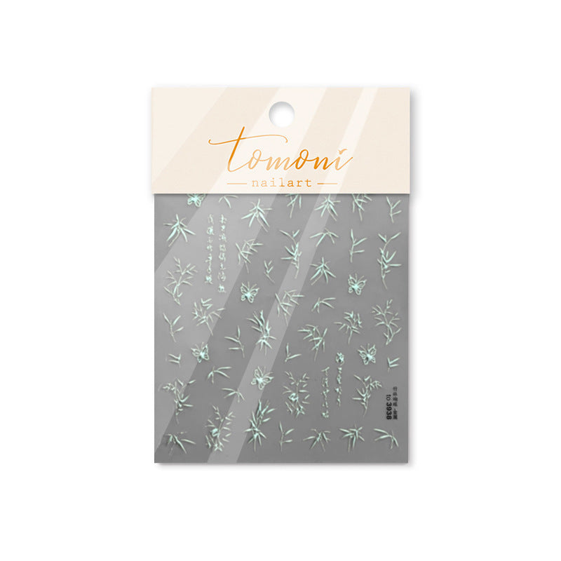 Gilding Retro National Style Bamboo Forest Nail Stickers