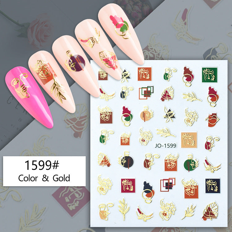 Geometric Abstract Gilding Leaves Color Hawaiian Nail Stickers