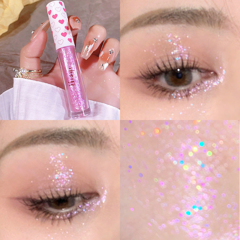 Women's Waterproof Shiny Crystal Crouching Silkworm Monochrome Eyeshadow