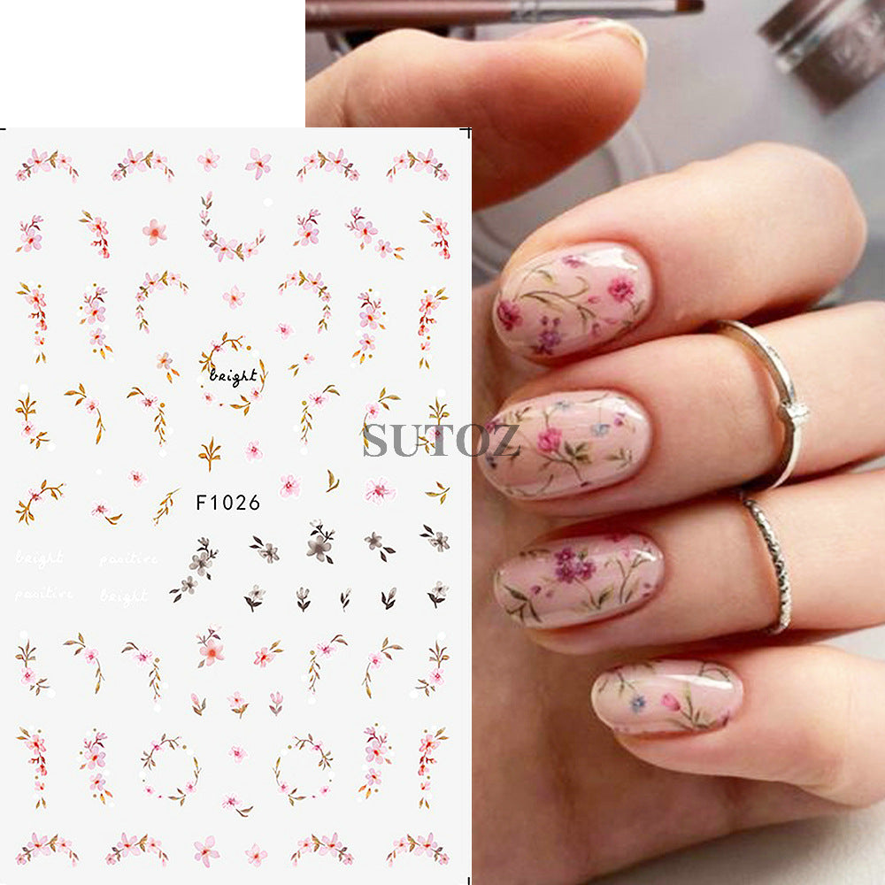 Fresh Rape Flower Snow Mowing Butterfly Nail Stickers