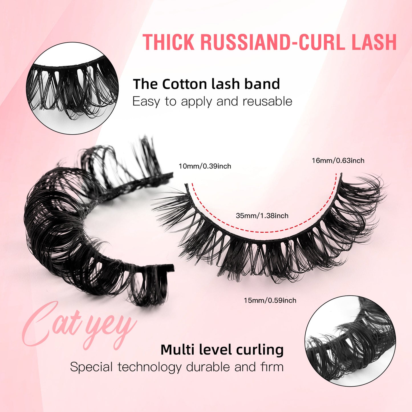 Russian Eyelashes Thick Curl Soft Curved False Lashes