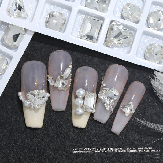 Ornement en strass blanc Super Flash Love Nail Care Nail Art