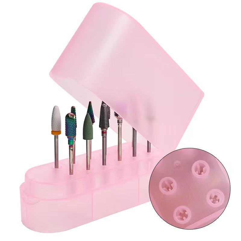 Manicure Grinding Head Storage Box Hole Nail Tool Set