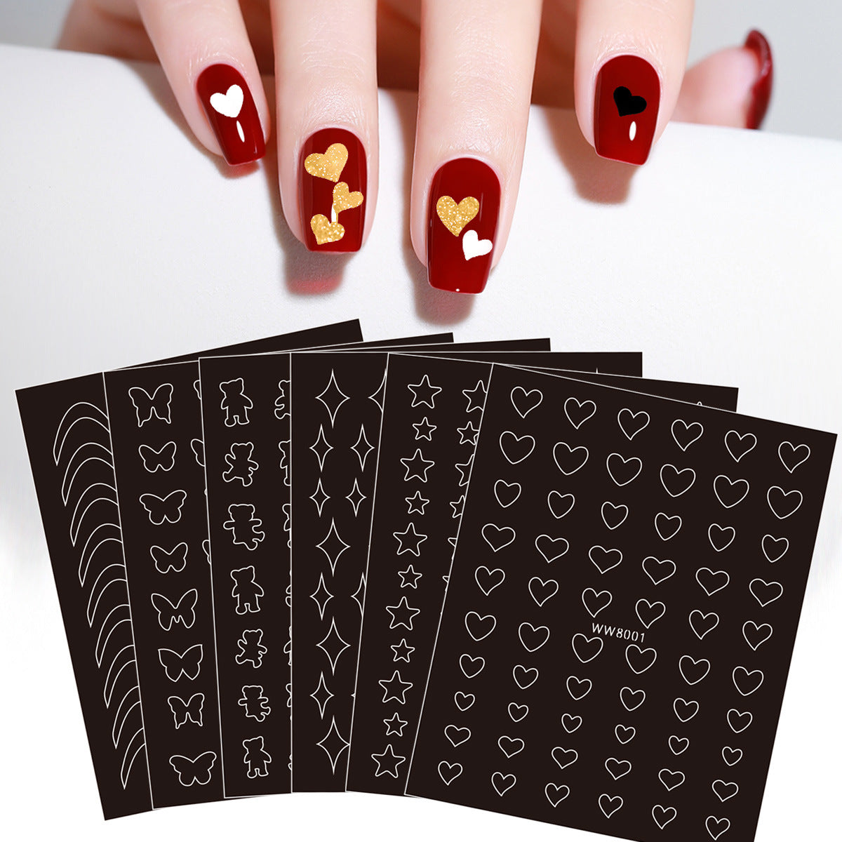 Spray Painting Love Butterfly Bear Leopard Nail Stickers