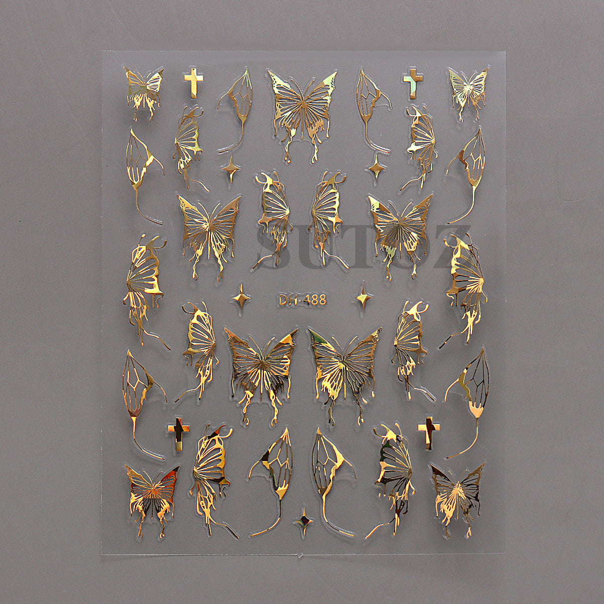 Liquid Three-dimensional Hollow Butterfly Gold Sier Nail Stickers