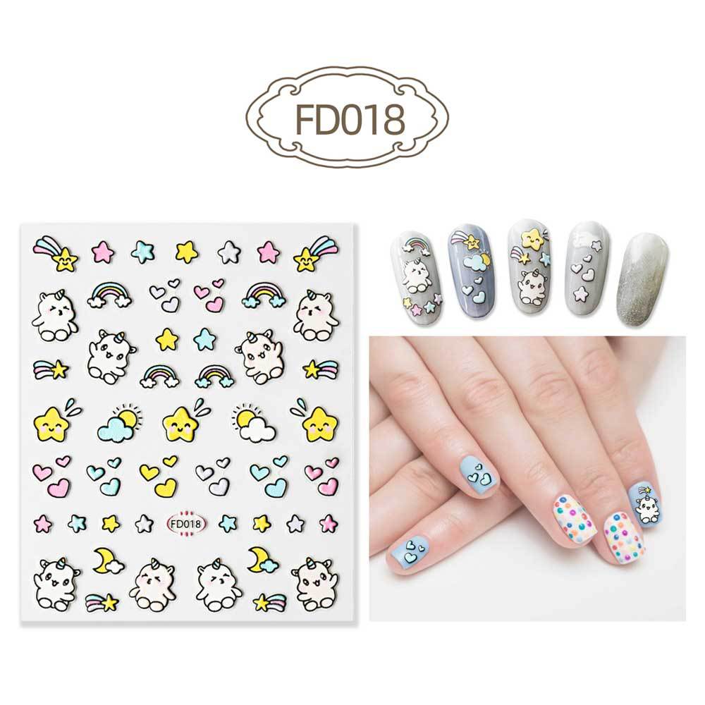 Three-dimensional Relief Cute Cartoon White Cloud Nail Stickers