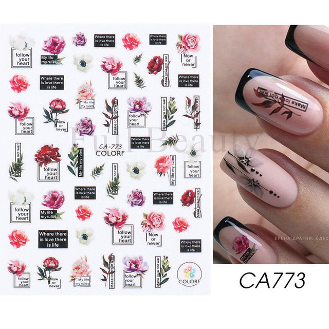 Spring Colorful Flowers Leaves Bird Butterfly Nail Care Nail Art