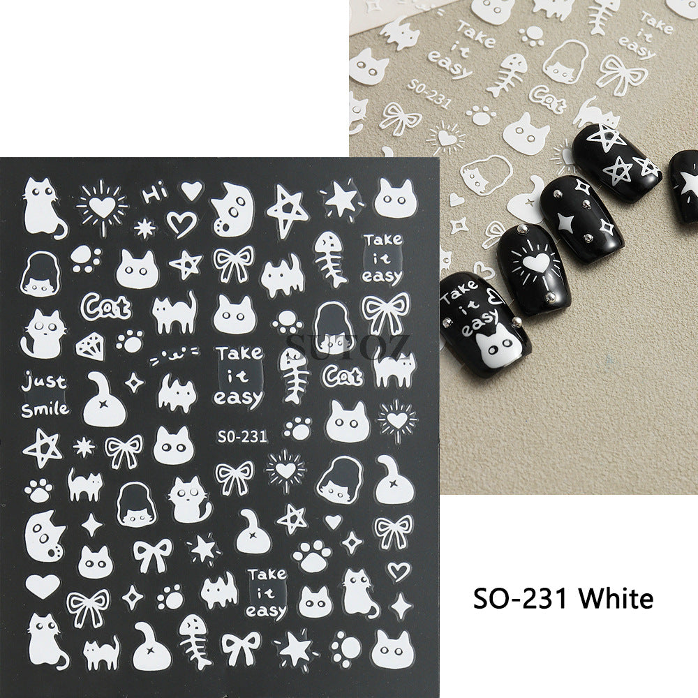 Cute Little Black Cat Cat's Paw Nail Stickers