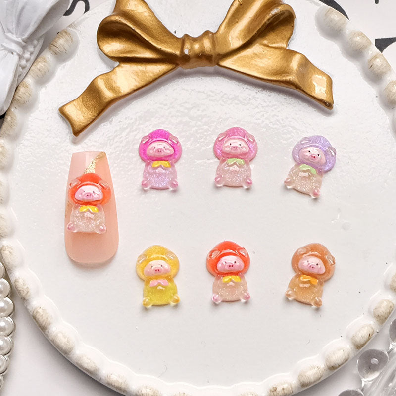 Cartoon Luminous Pig Ornament Cute Blush Phone Case Wear Nail Care Nail Art