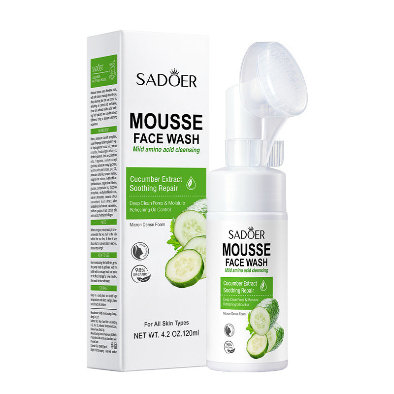 Mousse nettoyante à l'aloès et à la grenade avec acide aminé et tête de brosse pour le soin du visage