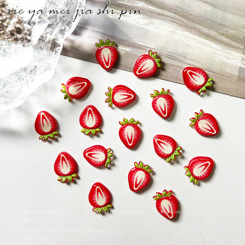 Barrettes de fruits de dessin animé, ornements de fraises et de pommes, soins des ongles, nail art