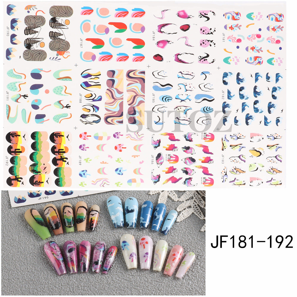 Beauty Water Printing Large Waterproof Blooming Nail Stickers