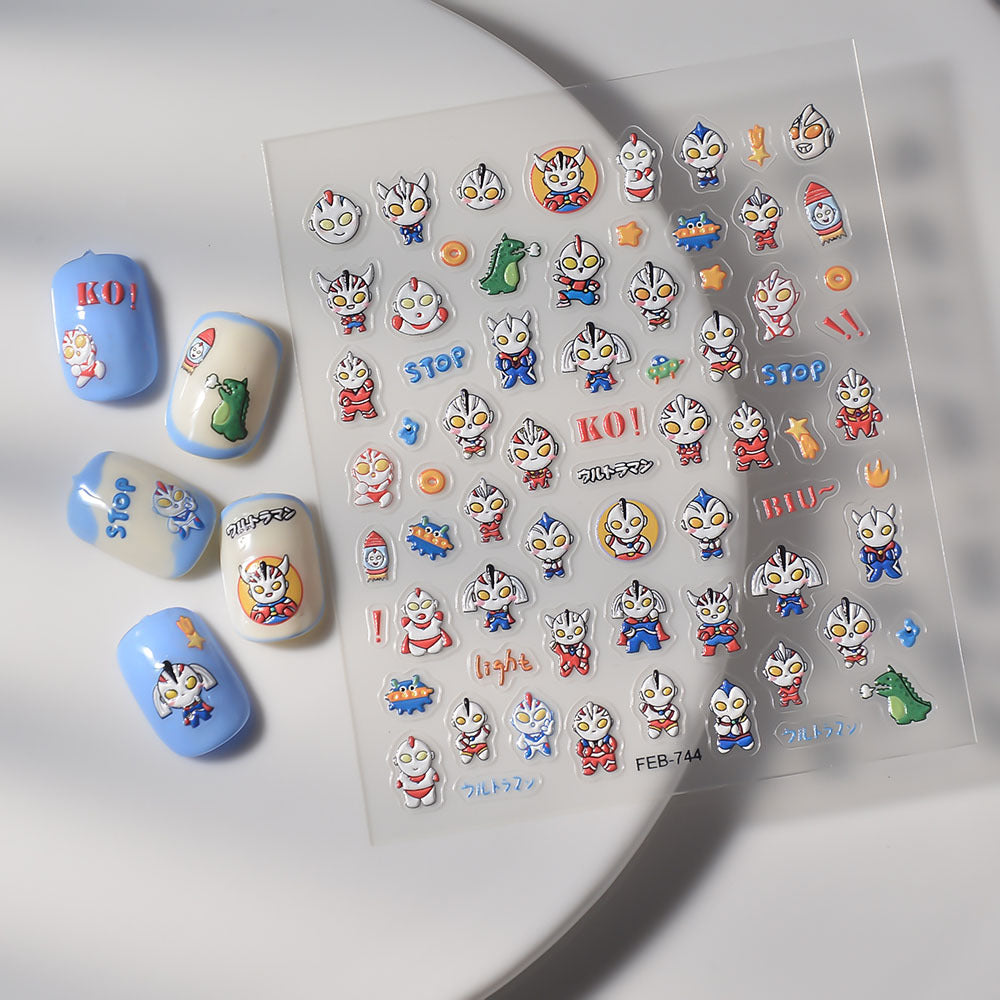 Monster Relief Three-dimensional Cartoon Q Version Nail Stickers