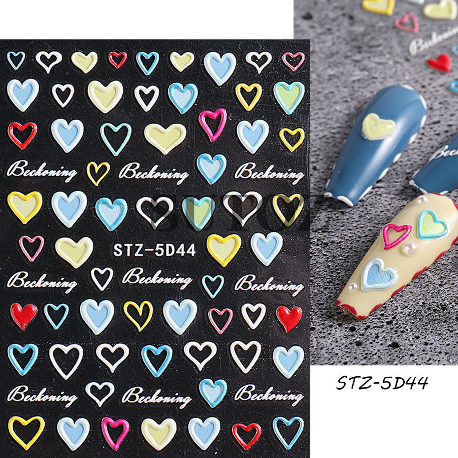 Hollow Color Flower Butterfly Heart English Nail Stickers