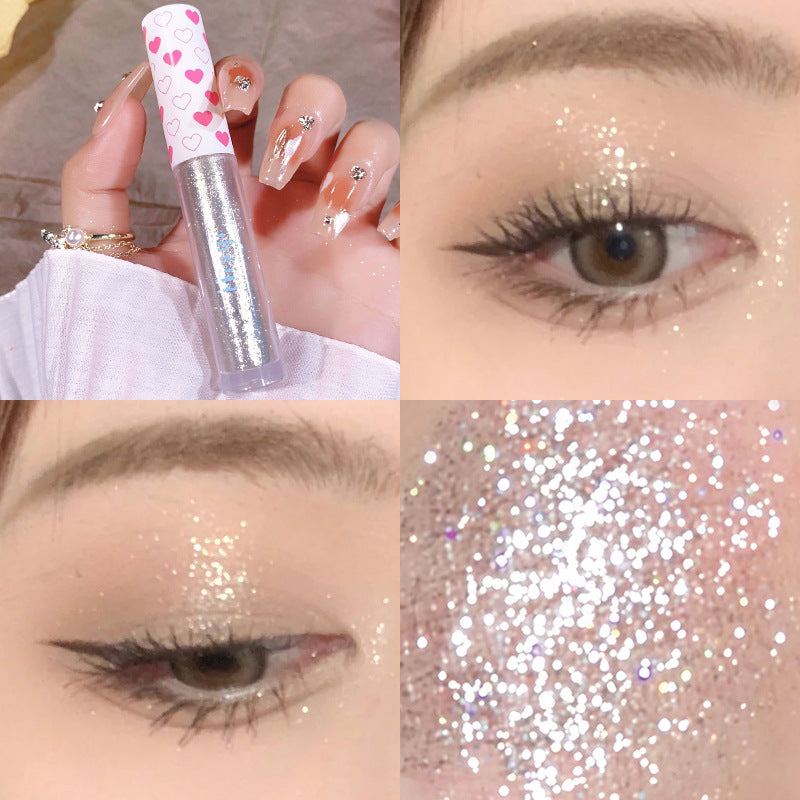 Women's Waterproof Shiny Crystal Crouching Silkworm Monochrome Eyeshadow