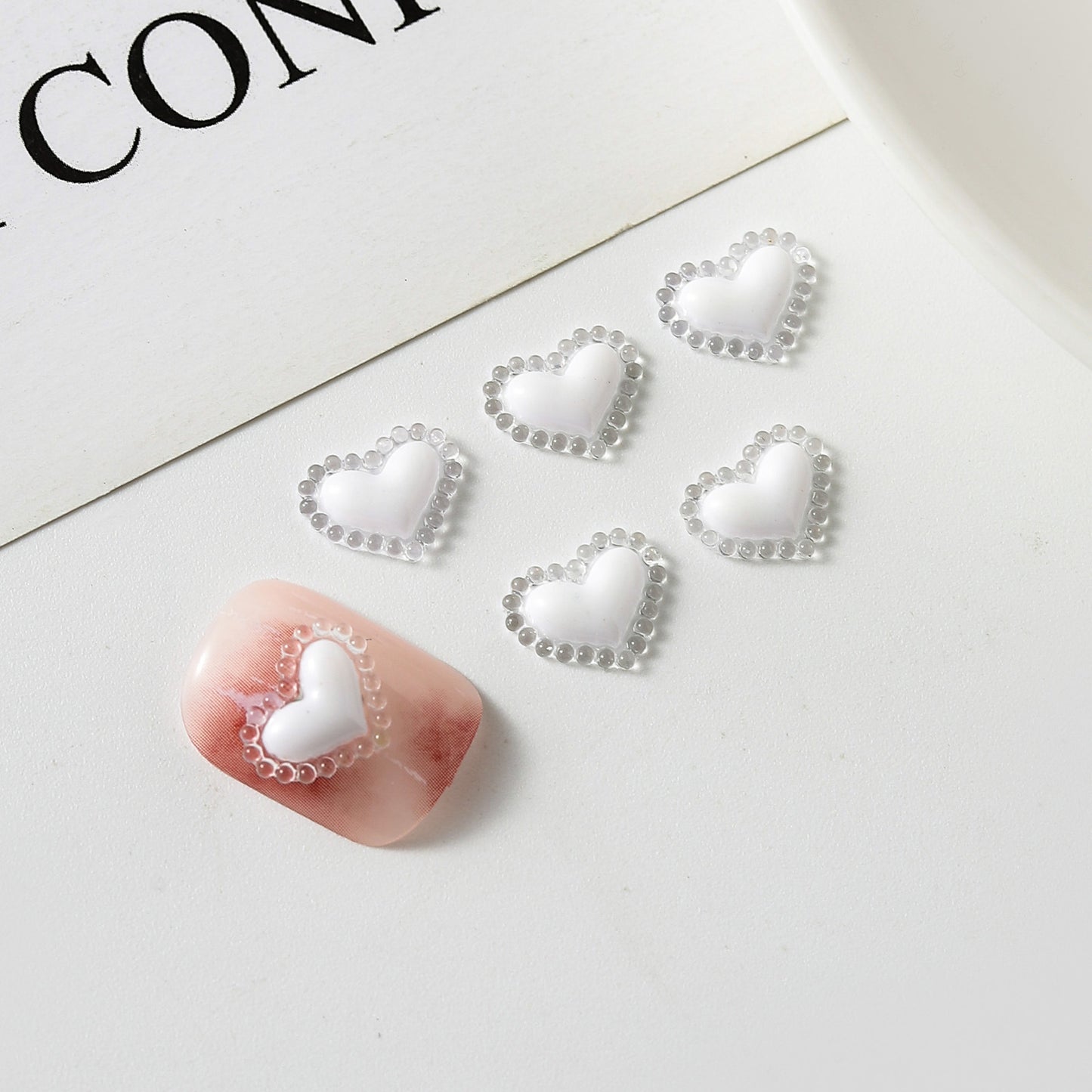 Love Heart Ornament Dopamine Peach Color Nail Care Nail Art