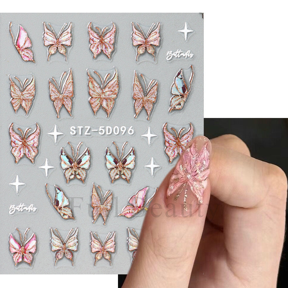 Relief Three-dimensional Fireworks Castle Balloon Adhesive Nail Stickers