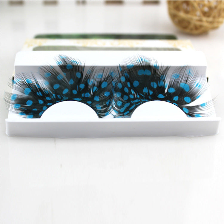 Creative Eyelashes Blue Feather Color Performance False Lashes