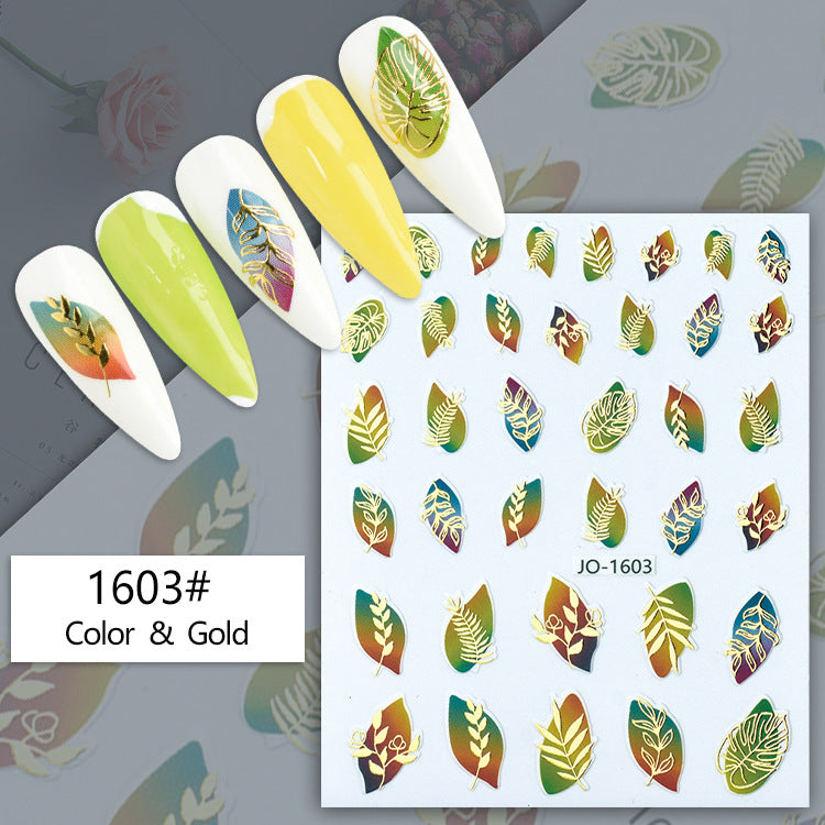 Geometric Abstract Gilding Leaves Color Hawaiian Nail Stickers