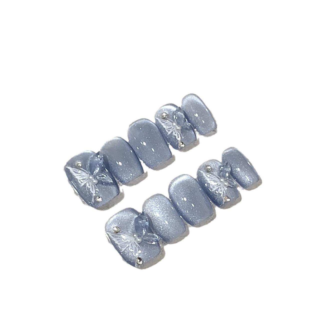 Armor Glacier Blue Cat Relief Three-dimensional Nail Art