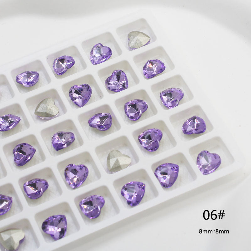 Crystal Purple Pointed Bottom Fancy Shape Diamonds Super Nail Care Nail Art