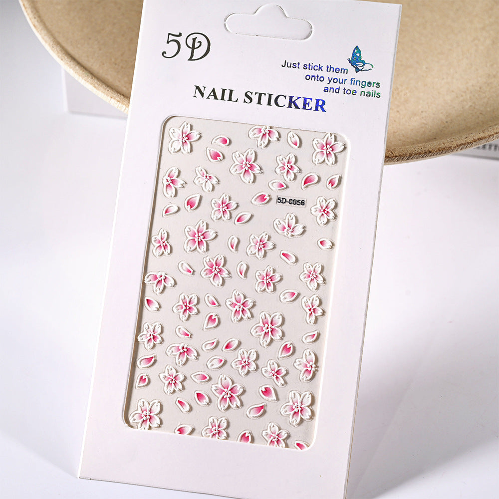 Embossed Tulip Paper Card Packaging Manicures Nail Stickers