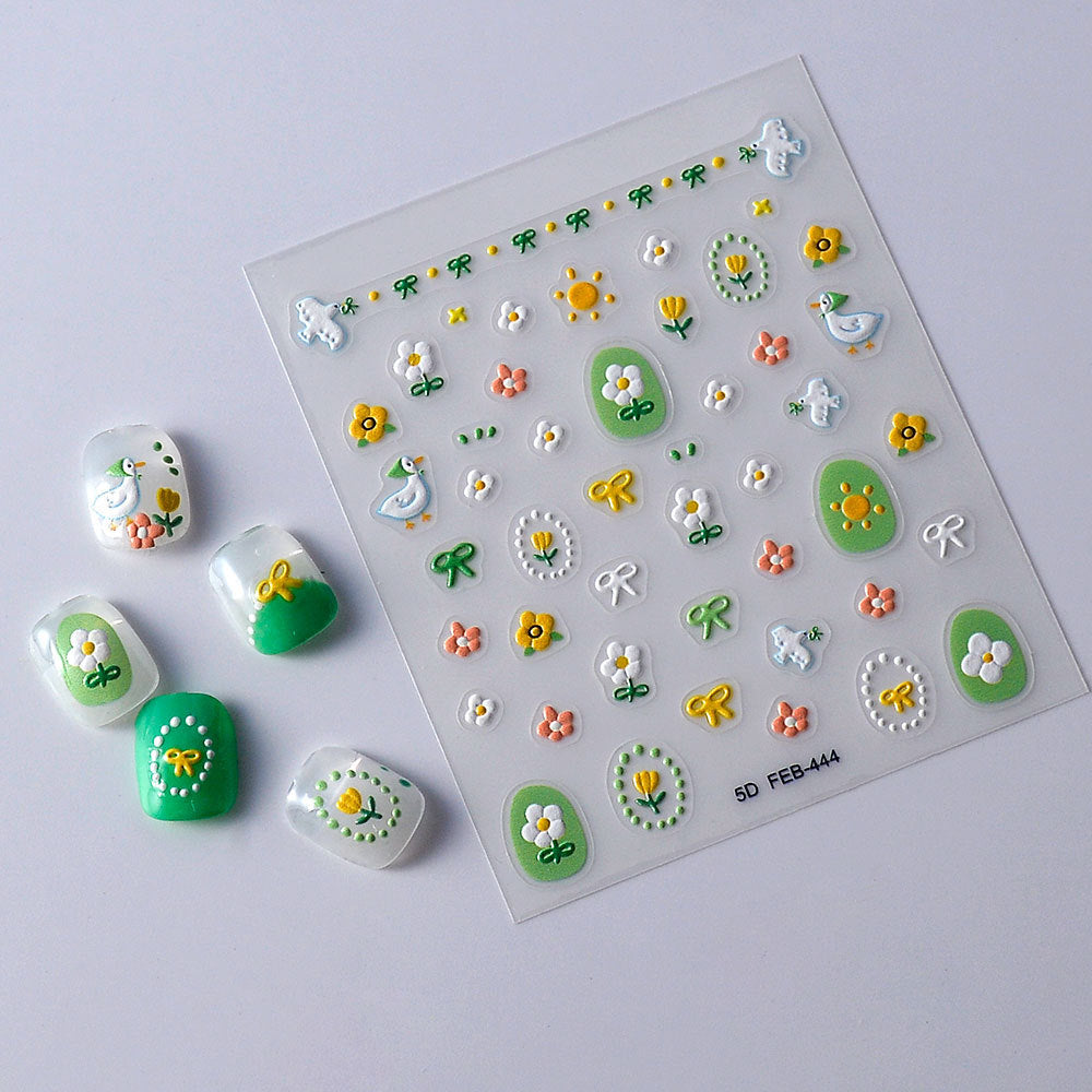 Slouchy Relief Spring Series Adhesive Waterproof Nail Stickers