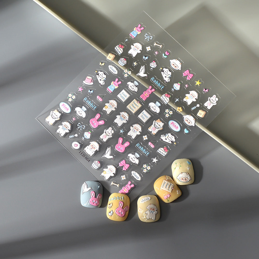 Live Studio Cow Relief Clip Hand Nail Stickers