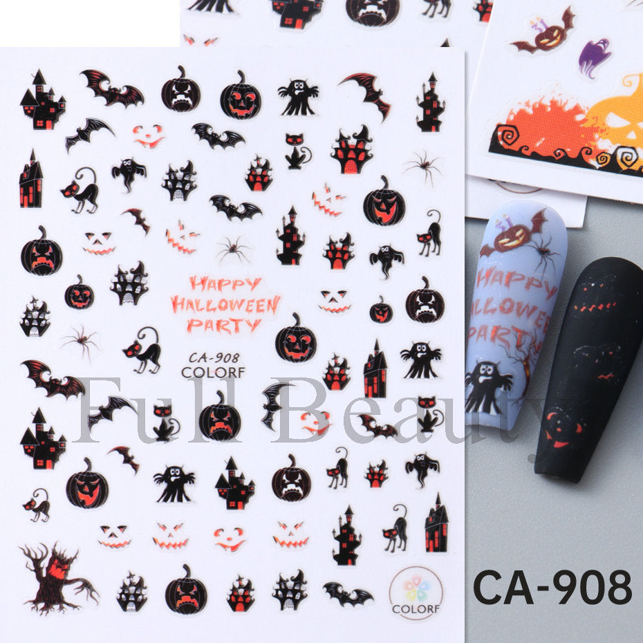 Halloween Pumpkin Head Bat Dark Cartoon Nail Stickers