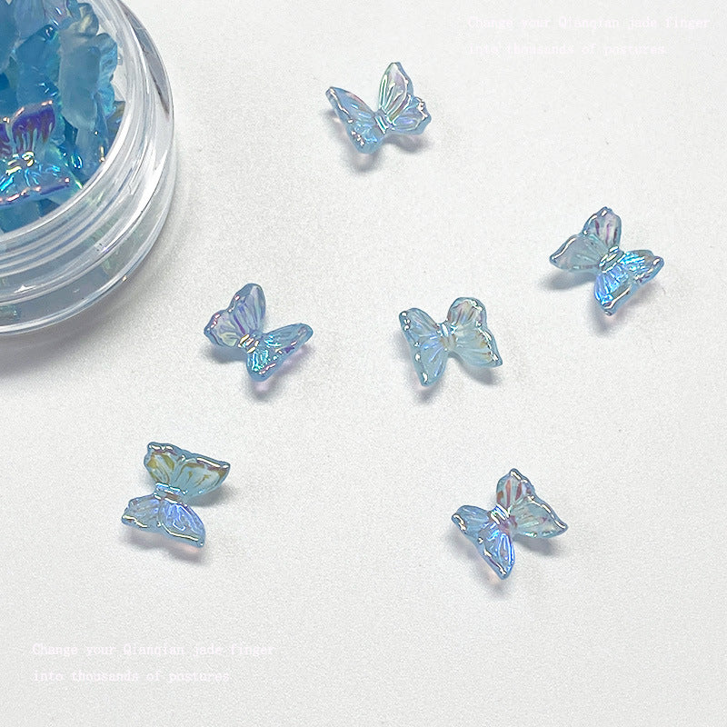 Mini Butterfly Ornament Electroplating Three-dimensional Aurora Nail Care Nail Art