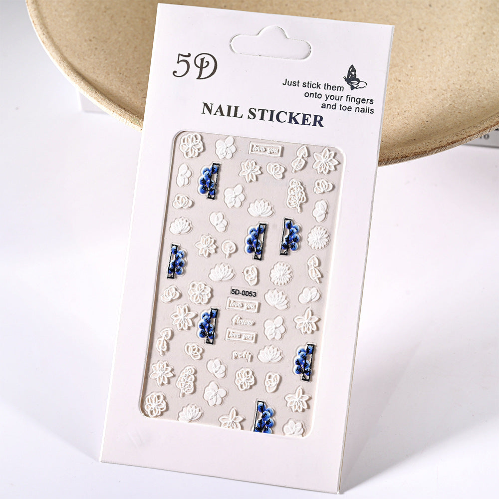 Embossed Tulip Paper Card Packaging Manicures Nail Stickers