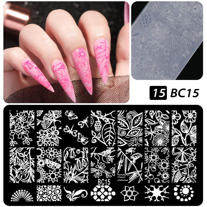 Plastic Seal Printing Board Transfer Manicure Nail Tool Set