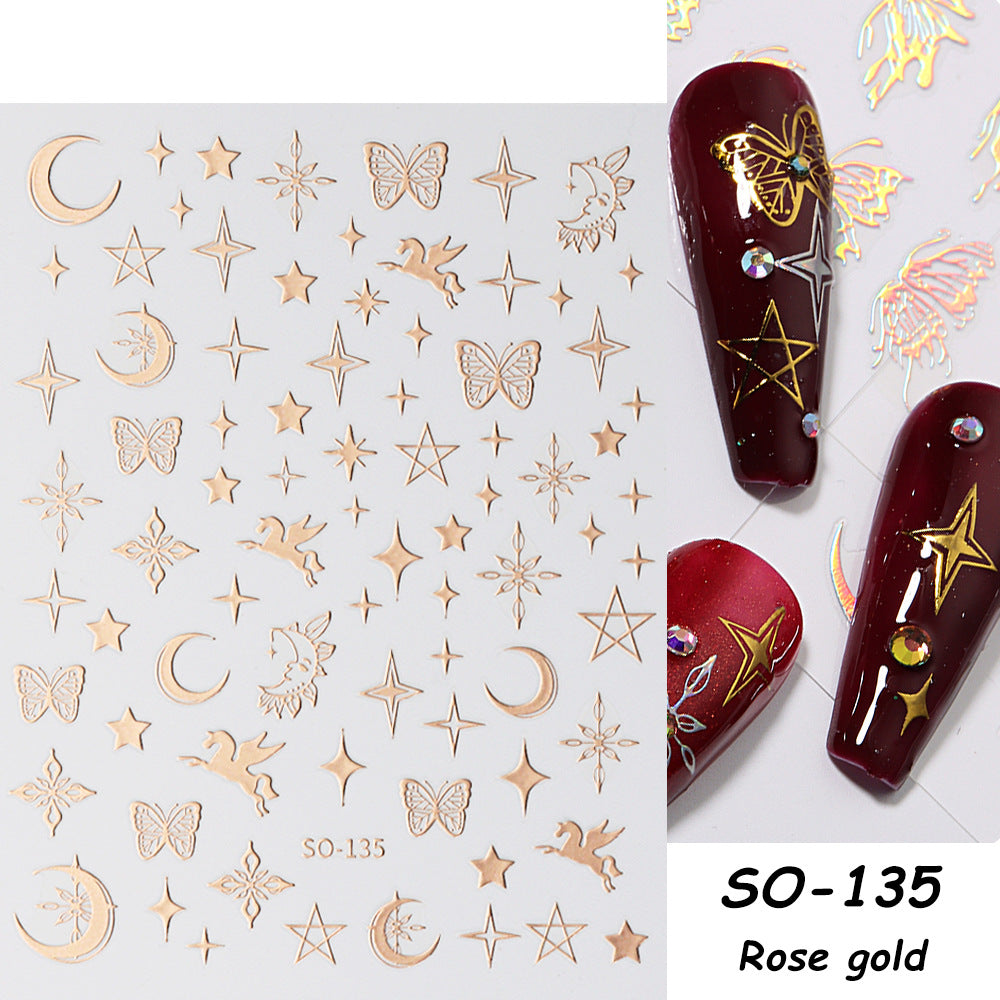 Simple Four-color Butterfly Asterism Love Flame Water Nail Stickers