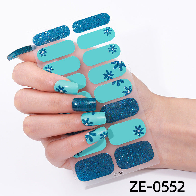 Powder Flashing French Butterfly Simple Flowers Nail Stickers