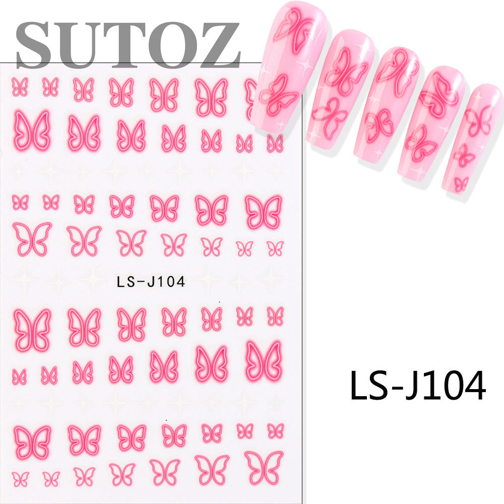 Style Colorful Elegant Butterfly White Cloud Nail Stickers