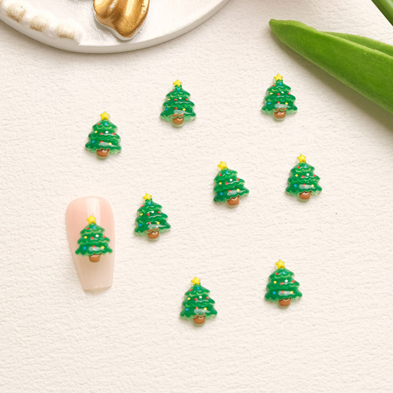 Ornement de dessin animé 3D mignon élan arbre Père Noël soin des ongles Nail Art