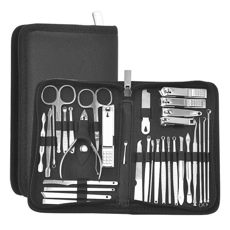 Ensemble d'outils de manucure en acier inoxydable avec ciseaux et coupe-ongles